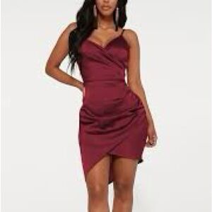 Oh Polly Red Asymmetrical Slip Dress Spaghetti Strap